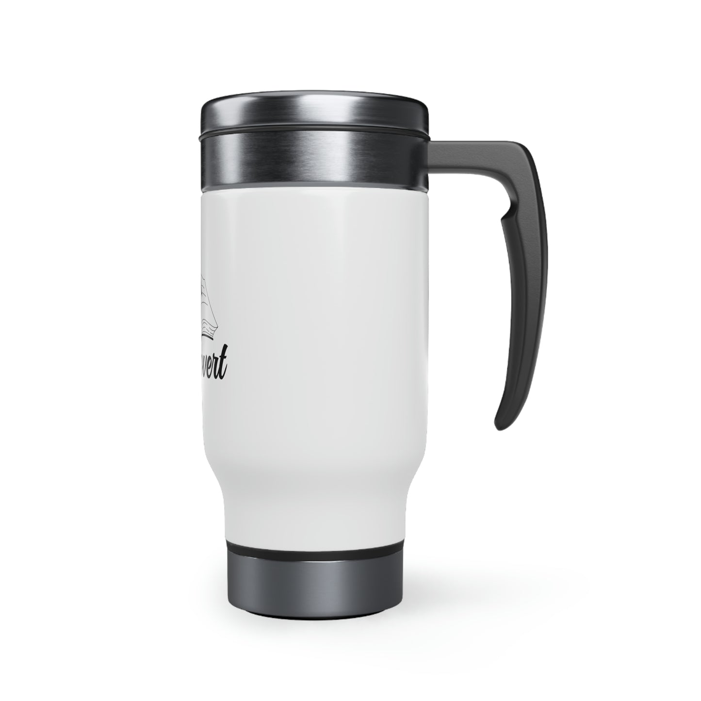 "Booktrovert" Stainless Steel Travel Mug with Handle, 14oz