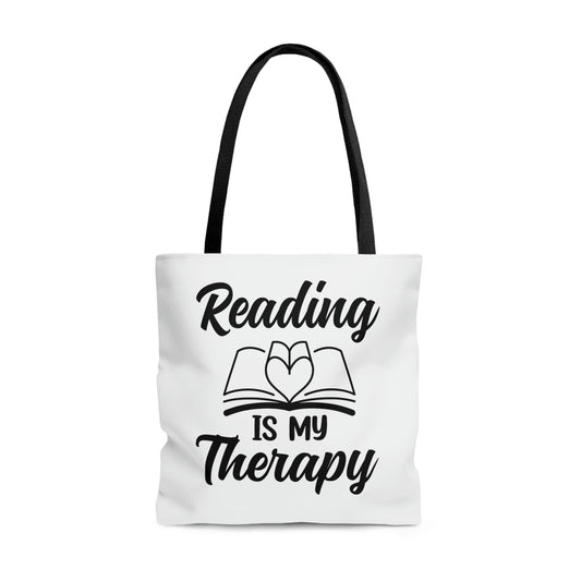 "Reading Is My Therapy" Large Tote Bag