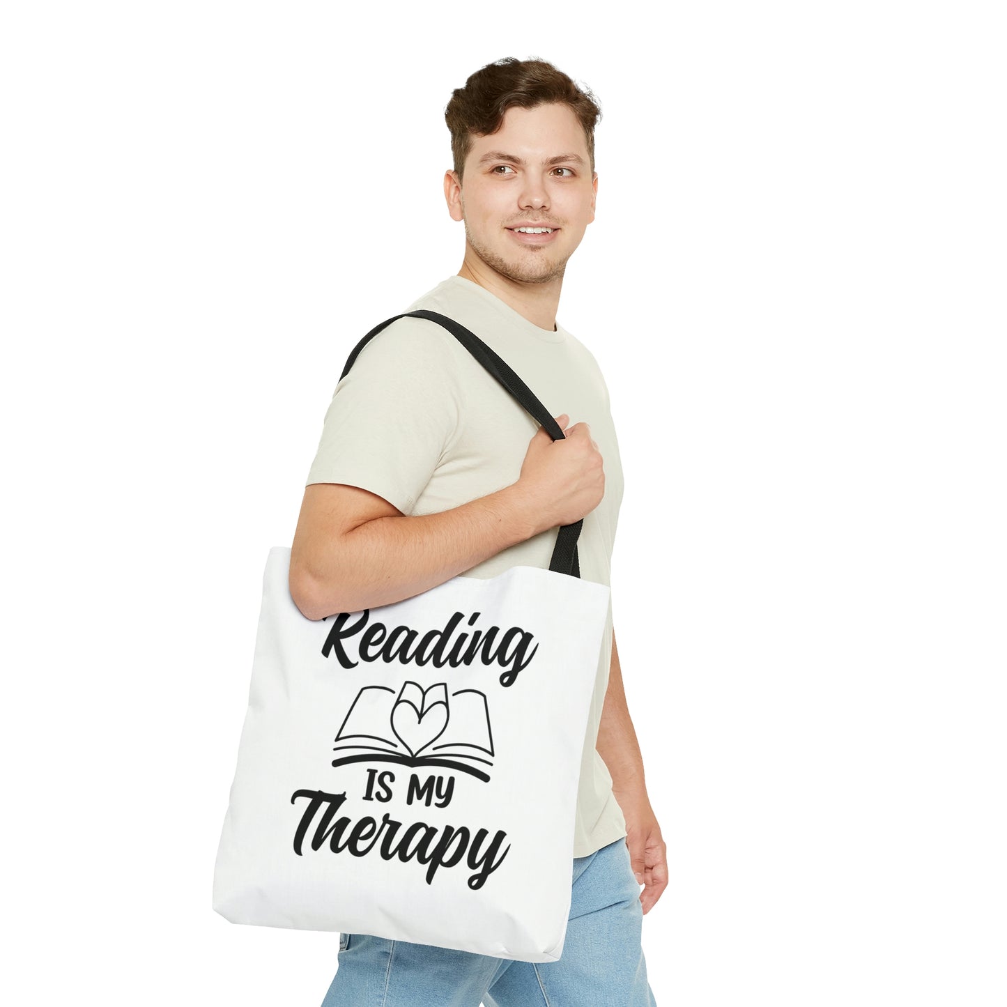 "Reading Is My Therapy" Large Tote Bag