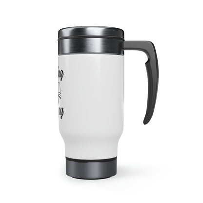 "Reading Is My Therapy" Stainless Steel Travel Mug with Handle, 14oz